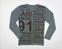 armani hommes t-shirts manches longues genereux ax-3053a fleur grise